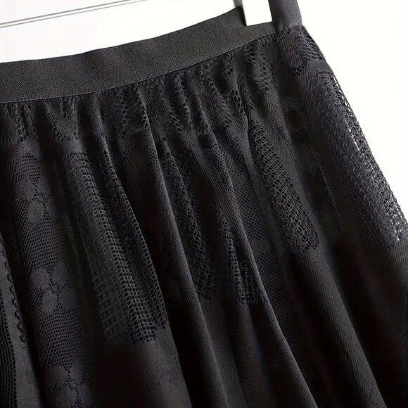 NEW! ELEGANT Lace A LINE FLOWY SKIRT SZ L - Picture 3 of 7